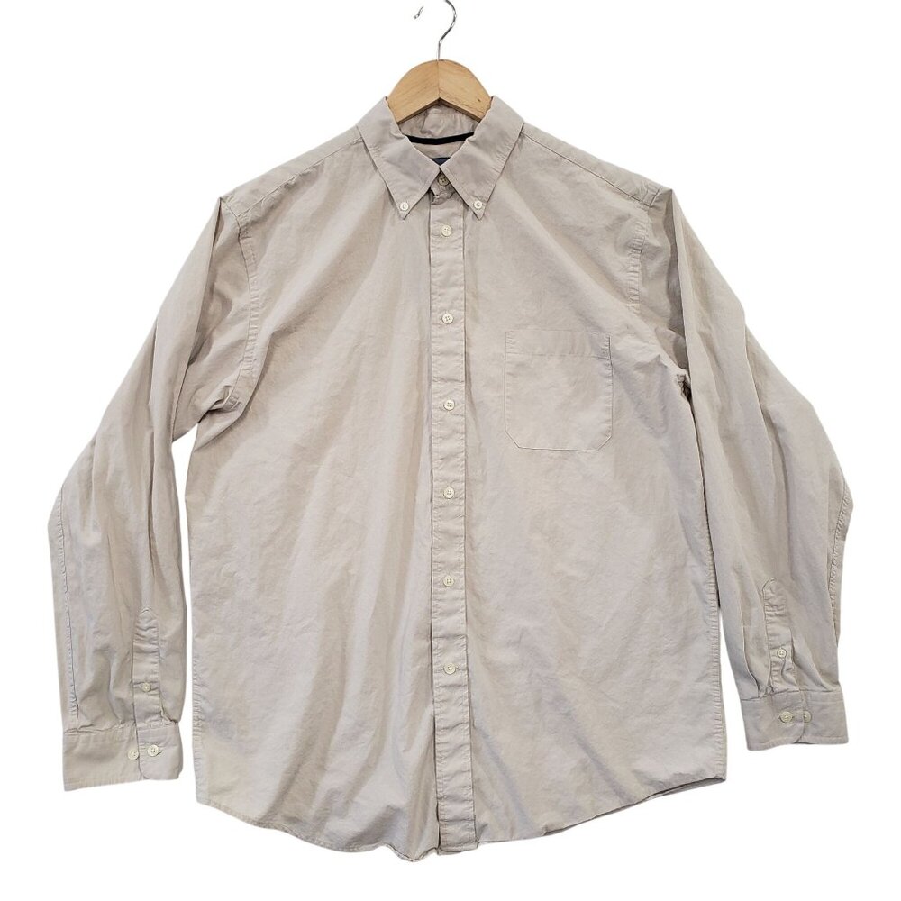 Consensus Classics‎ Beige Long Sleeve Button Down Shirt Size L Cotton Casual